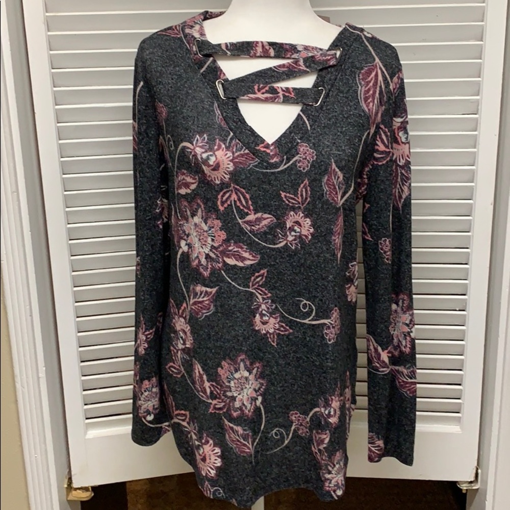 MAURICES Strappy neck floral tunic
